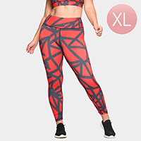 Abstract Grid Printed Activewear Leggings