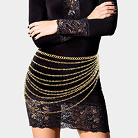 Draped Metal Chain Multi Layered Belt