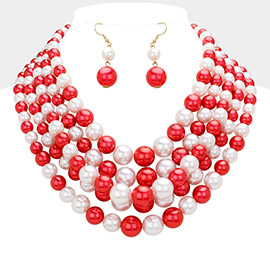 Pearl Multi Strand Bib Necklace