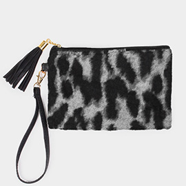 Leopard Patterned Pouch Bag with Wristlet