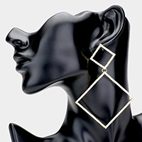 Rhinestone Double Open Square Link Evening Earrings