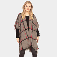 Plaid Check Poncho