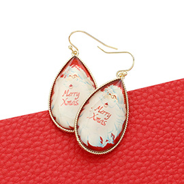 Santa Claus Printed Teardrop Dangle Earrings