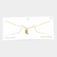 Gold Dipped CZ Watermelon Pendant Necklace