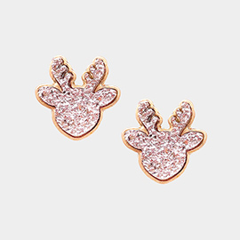 Druzy Reindeer Stud Earrings