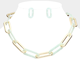 Celluloid Acetate Open Oval Link Necklace