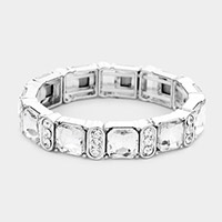 Asscher Stone Accented Stretch Evening Bracelet