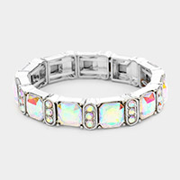 Asscher Stone Accented Stretch Evening Bracelet