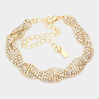 Braid Rhinestone Pave Evening Bracelet