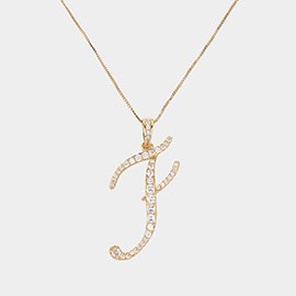 -F- CZ Monogram Pendant Necklace