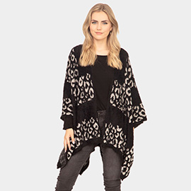 Leopard Printed Ruana Poncho