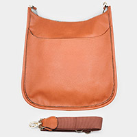 Solid Faux Leather Crossbody Bag