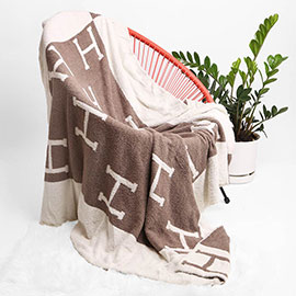 H Patterned Reversible Throw Blanket