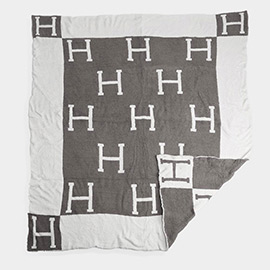 H Patterned Reversible Throw Blanket