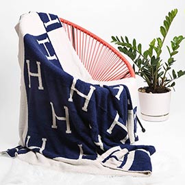 H Patterned Reversible Throw Blanket