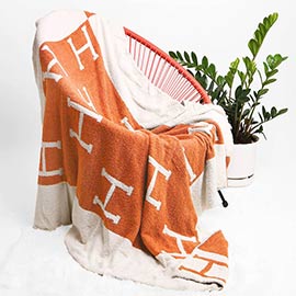 H Patterned Reversible Throw Blanket