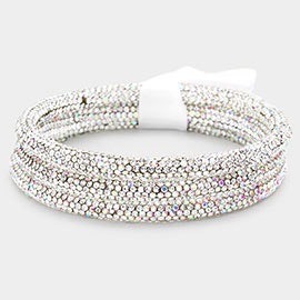 3PCS - Rhinestone Pave Bangle Layered Bracelets