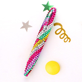 Oblique Crystal Embellished Ball Pen