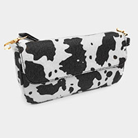 Cow Patterned Faux Leather Shoulder / Crossbody Bag