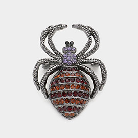 Stone Embellished Spider Pin Brooch