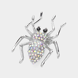 Stone Embellished Spider Pin Brooch