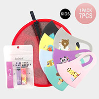 7Days Cute Animals Printed Kids Fashion Mask Set