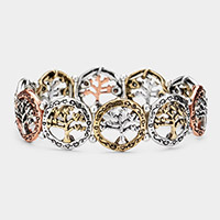 Metal Tree of Life Stretch Bracelet