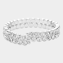 Crystal Rhinestone Bezel Adjustable Evening Bracelet