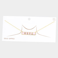 HOPE Gold Dipped Enamel Rectangle Message Pendant Necklace