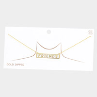 FRIENDS Gold Dipped Enamel Rectangle Message Pendant Necklace