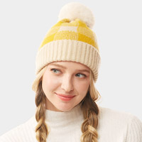 Buffalo Check Knit Pom Pom Beanie Hat