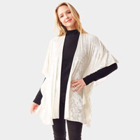 Solid Velvet Shawl Poncho