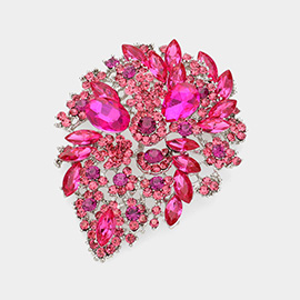 Marquise Stone Accented Flower Pin Brooch