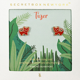 SECRET BOX_Enamel Metal Tiger Stud Earrings