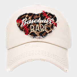 Baseball Babe Leopard Patterned Heart Vintage Baseball Cap