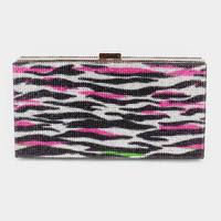 Zebra Patterned Bling Clutch Bag