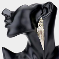 Rhinestone Pave Fringe Dangle Evening Earrings