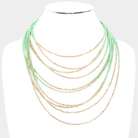 Beaded Multi Layered Bib Necklace