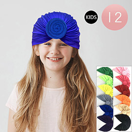 12PCS - Solid Kids Turban Hats