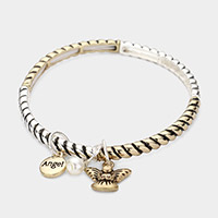 Pearl Angel Charm Stretch Bracelet