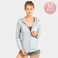 3PCS - Solid Thin Zip Up Hoodie Jackets