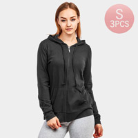 3PCS - Solid Thin Zip Up Hoodie Jackets