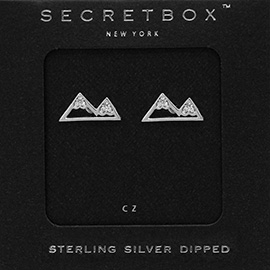 Secret Box_Sterling Silver Dipped CZ Enamel Mountain Stud Earrings