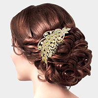 Round Stone Accented Rhinestone Hair Comb