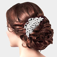 Round Stone Accented Rhinestone Hair Comb