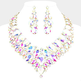 Teardrop Cluster Rhinestone Collar Necklace