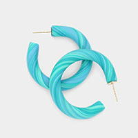 Line Detailed Polymer Clay Hoop Earrings