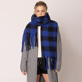 Buffalo Check Patterned Cozy Oblong Scarf