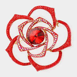 Stone Embellished Flower Pin Brooch