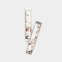 Natural Stone Rectangle Metal Bar Earrings